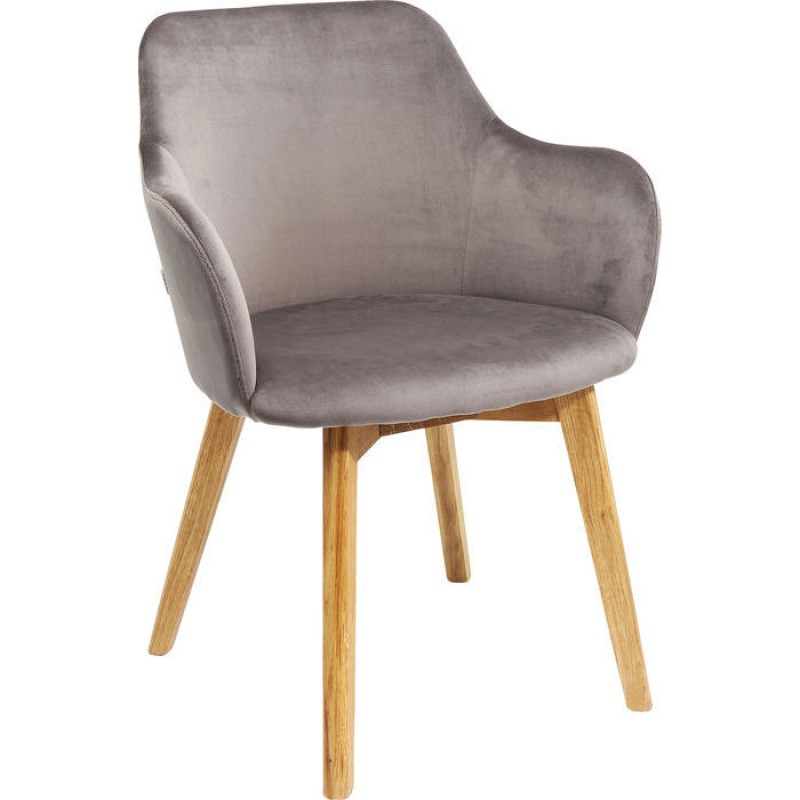 Chair with Armrest Lady Velvet Grey